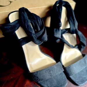 Charolette Russ lace up shoes in box black suede size 7